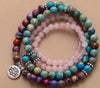 108 Natural Stone Mala Bead Lotus Pendant Bracelet