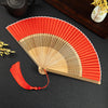 Cranes Auspicious Clouds Solid Color Gradient Handheld Bamboo Folding Fan