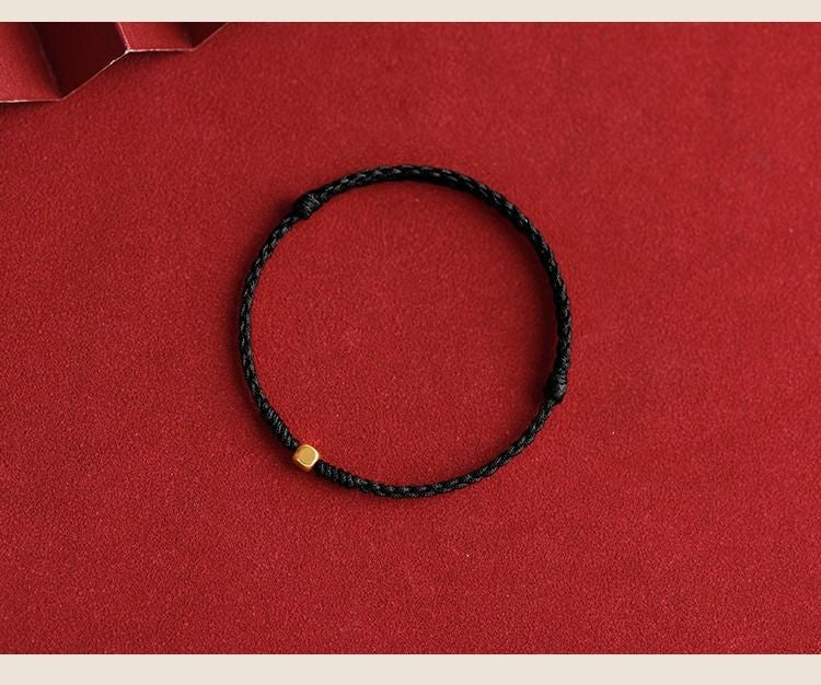 Braided Cord Bracelet with Cube Charm for Couples