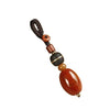Wooden Bead Keychain with Red Agate Charm