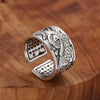 Koi Fish Heart Sutra Carved Design Luck Wealth Ring