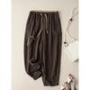 Casual Solid Color Cotton Linen Drawstring Women's Pants With Pockets