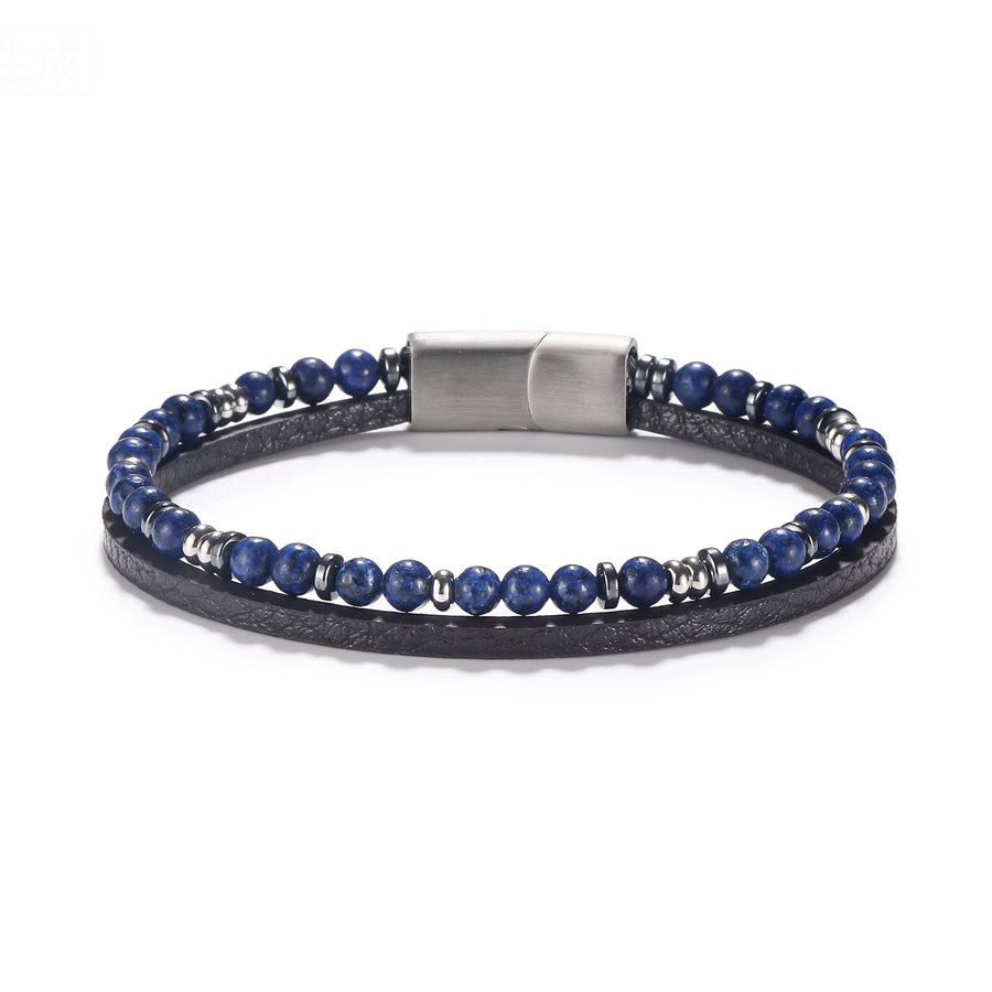 Natural Stone Bead Bracelet with Magnetic Clasp
