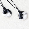 Black Obsidian White Turquoise Yin Yang Peace Buckle Necklace