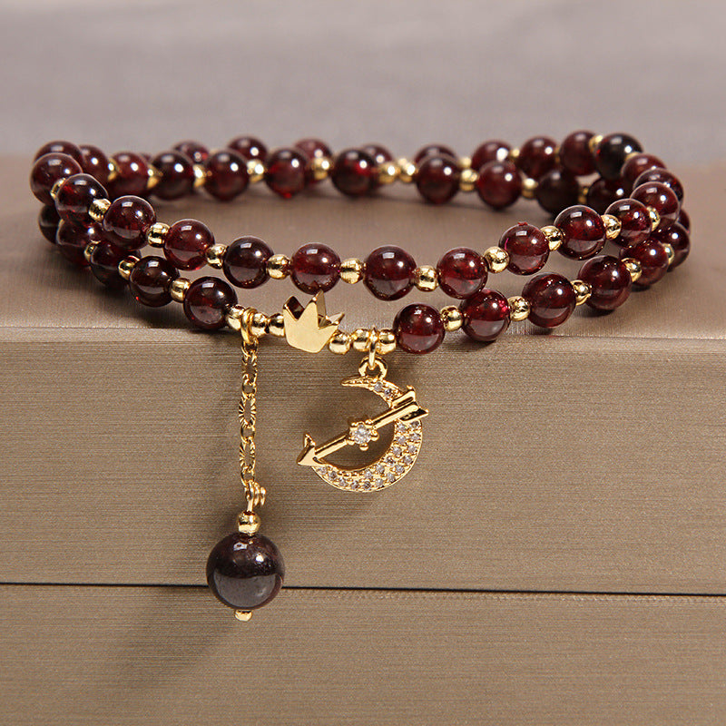 Moon & Crown Double Wrap Beaded Bracelet