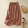 Embroidered Cotton Blend A-Line Skirt with Pockets