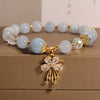 Aquamarine Pink Crystal Zircon Butterfly Charm Bracelet