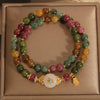 Double Wrap Tourmaline and Jade Flower Bracelet