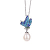 Sterling Silver Butterfly Pearl Necklace Ring Earrings Set