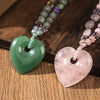 Heart Pendant Necklace with Rose Quartz or Aventurine