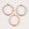 Strawberry Quartz Sun Stone Moonstone Beaded Bracelet with Flower Charm