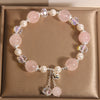 Pink Crystal and Pearl Bracelet with Bell Charm