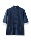 Men's Tang Suit Half Sleeve Shirt Cotton Linen Top