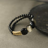 Double Layer Glass Bead Bracelet with Gold-Tone Alloy Charm
