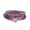 108 Mala Beads Bracelet Natural Stone Lotus Charm