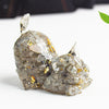 Resin Cat Figurine with Crystal Gravel, Desk Decor