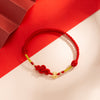 Red Ruyi Knot Braided Bracelet with Copper Coin Charm