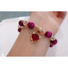 Rose Red Tiger Eye Pixiu and Fox Charm Bracelet