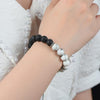 Lava Stone and White Marble Bracelet for Men and Women
