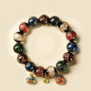 Natural Gemstone Braided Bracelet, Adjustable Gold Tone Chain