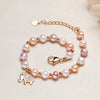 Gold Plated Pearl Elephant Charm Sincerity Bracelet