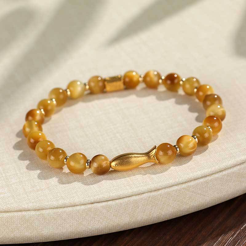 Tiger Eye Fish Charm Bracelet