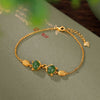 Sterling Silver Fox Bracelet with Natural Jade