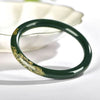 Natural Hetian Jade Bangle with Gold-Tone Floral Design