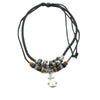 Anchor Pendant Necklace, Braided Cord with Beads