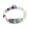 Quartz Love Heart Beads Bracelet with Gemstone Pendant