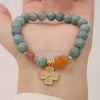 Four Leaf Clover Charm Prosperity Bracelet with Stone Beads