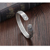 Pixiu Heart Sutra Adjustable Cuff Bracelet White Copper