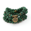 108 Mala Beads Bracelet Natural Stone Lotus Charm