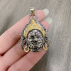 Yellow God of Wealth Pendant Necklace, Copper Buddha Amulet