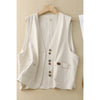Women's Waistcoat Cotton Blend V-Neck Vest with Pockets