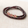 Faux Garnet Triple Wrap Bracelet with Multicolor Beads