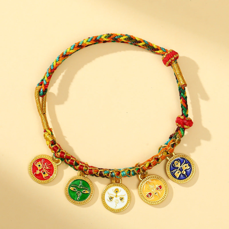 Five Wealth Gods Braided String Bracelet