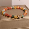 Multicolor Crystal Bead Bracelet with V-Shaped Charm