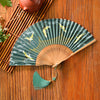Chinese Style Bamboo Folding Fan with Silk Leaf and Tassel