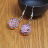 Dried Flower Glass Earrings, Handmade Floral Drop Jewelry
