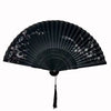 Cotton Linen Folding Fan with Butterfly, Cat, and Floral Motifs
