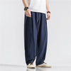 Men's Linen Harem Pants, Relaxed Fit with Elastic Waist