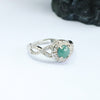 Blue Water Jade Ring, 6mm Stone, Geometric Band