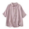Women's Half Sleeve Shirt Cotton Linen Button Down Top