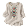 Women's Embroidered Boho T-Shirt, Spring Cotton Blend Top