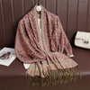 Jacquard Paisley Flower Pattern Color Contrast Design Tassel Cozy Scarf Shawl