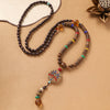 Handmade Wood Bead Necklace with Alloy Pendant