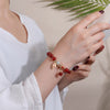 Red Agate Bracelet with Jade and Enamel Charm