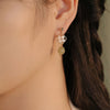 Jade and Shell Flower Drop Earrings