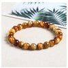 Natural Tiger Eye Stone Bracelet, Handmade Beaded Stretch Band